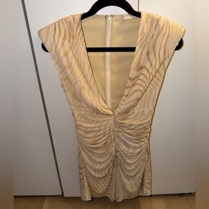 Elegant Cream Ruched Dress
